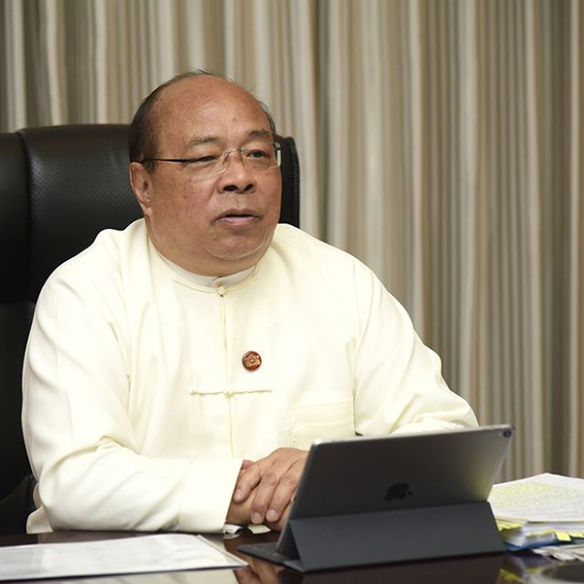 Union Minister U Kyaw Tin participates in videoconference of Special ...